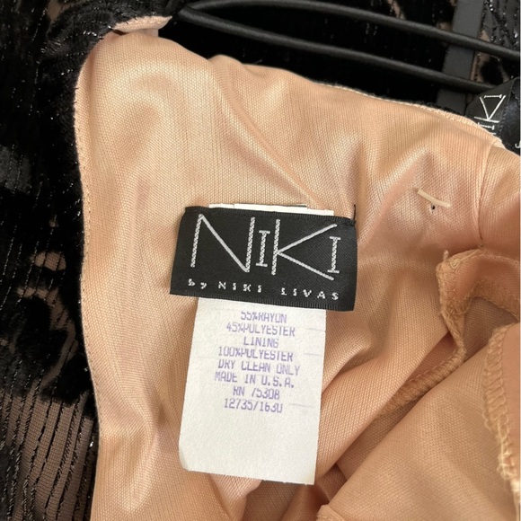 Vintage Y2K Niki Livas black burnout velvet maxi dress formal open back bias cut - Picture 13 of 14